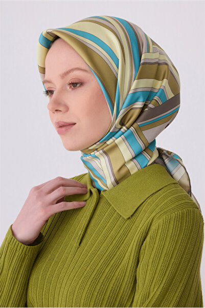 Belli Çizim Desen Twill İpek Eşarp