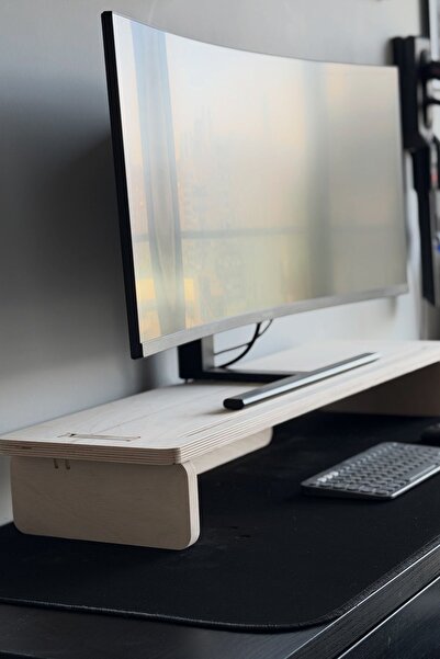 Vivonest Ahşap Monitör Standı 90 cm – Huş Kontrplak Masa Yükseltici, Telefon ...