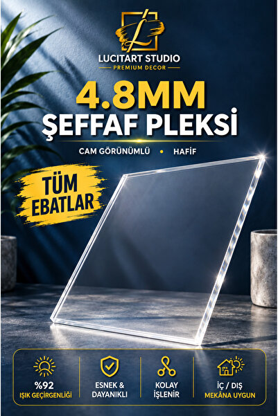 LucitART Studio 4.8mm Şeffaf Pleksi Levha - Kristal Netliğinde Akrilik (Çoklu...