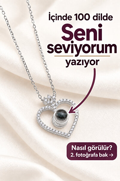 Two Arts Kadın 925 Ayar Gümüş 100 Dilde Seni Seviyorum Kolye | Rodyum Kaplama...