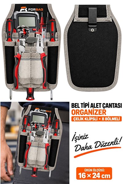 Forbag Bel Tipi Hırdavat Çantası Organizer Alet Takım Çantası 8 Bölmeli Kemer...