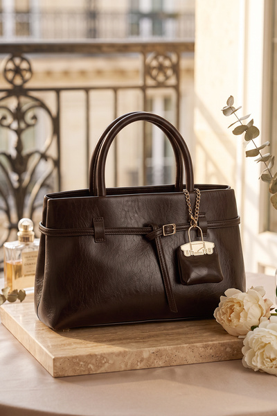 LYRA Bags & Accessories حقيبة كتف نسائية من LYRA باللون البني، بمظهر جلدي، حق...
