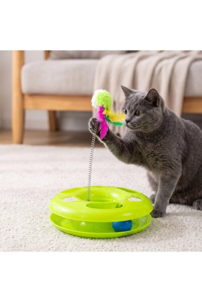 Kardelen Bulk Circle Cat Toy with Treat Container, Interactive Cat Play Set w...
