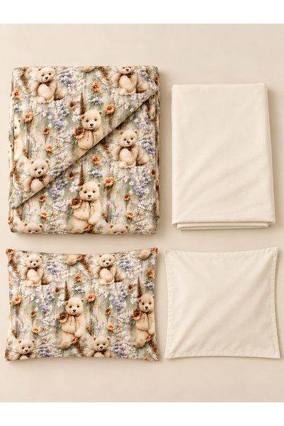 Fronte Home 3D Cute Teddy Bear Patterned 100% Cotton Children's Baby Duvet Cover Set