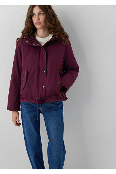 Mavi Kapüşonlu Mor Ceket Loose Fit / Bol Rahat Kesim 1110877-70434