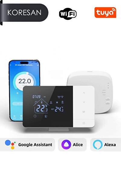 koresan KR-T506 Tuya WiFi Kablosuz Akıllı Oda Termostatı Alıcılı Kombi ve Yer...