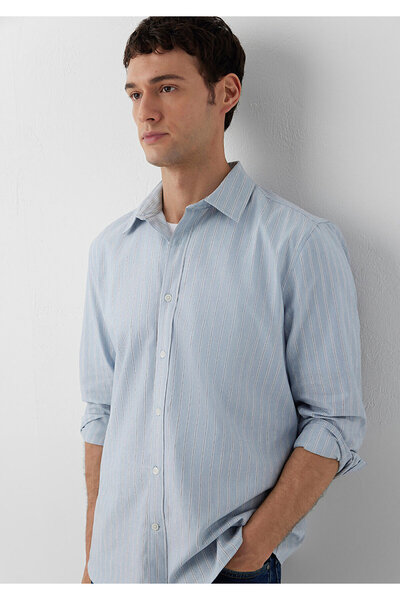 Mavi Çizgili Gömlek Regular Fit / Normal Kesim 0212098-91699