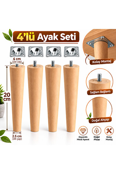 turanahşap Ahşap Mobilya Ayağı- Sehpa Ayağı- Puf Ayağı- Tv Ünite Ayağı (UZUNL...