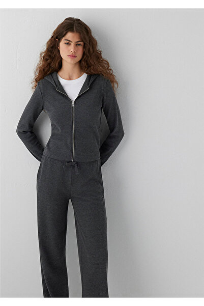 Mavi Dokulu Fermuarlı Antrasit Üst Slim Fit / Dar Kesim 1613383-87829
