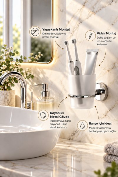 UG Home Krom Diş Fırçalık Tutucu