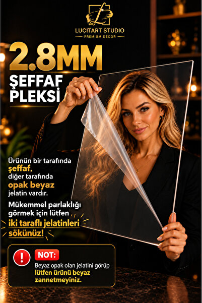 LucitART Şeffaf Pleksi Levha 2.8mm - 3mm | Cam Görünümlü Akrilik Pleksiglass ...