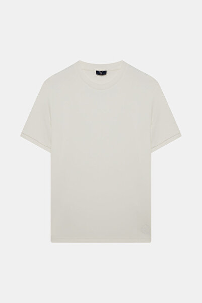 W Collection BEYAZ STANDART KALIP PAMUK BİSİKLET YAKA T-SHIRT