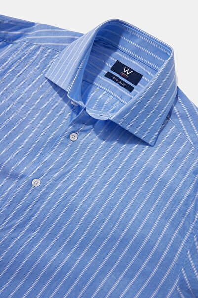 W Collection BEYAZ UZUN KOLLU ÇİZGİLİ GÖMLEK