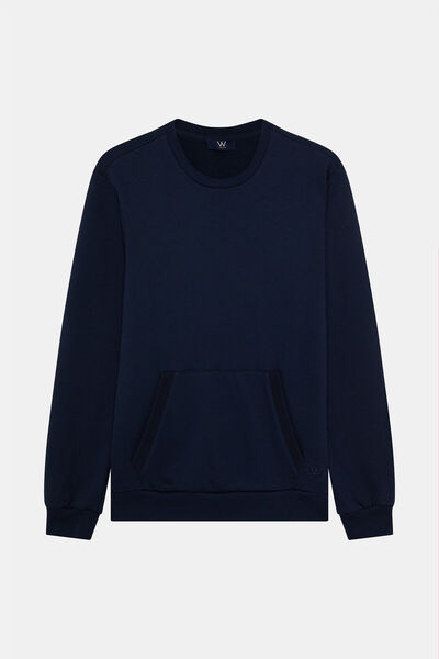 W Collection LACİVERT BİSİKLET YAKA UZUN KOLLU SWEATSHİRT