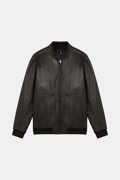W Collection KOYU KAHVE FERMUARLI DERİ CEKET
