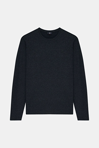 W Collection LACİVERT BİSİKLET YAKA UZUN KOLLU SWEATSHİRT