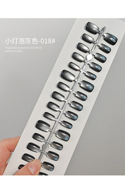 Choice9 GRAY 30Pcs/Strip Medium-length Fake Nail Acrylic Wear False Nails Art...
