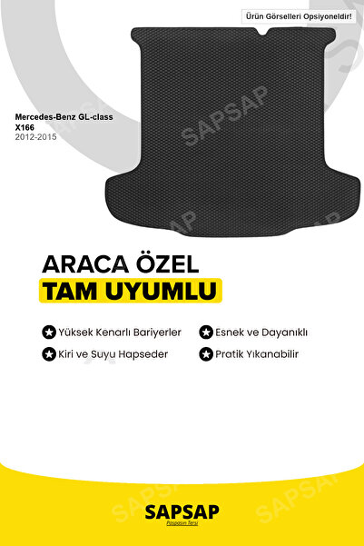 Mercedes-Benz GL-class X166 2012-2015 Uyumlu 3D Özel Kesim Koku Yapmaz Su Geçirmez Havuzlu EVA Bagaj Havuzu - Siyah
