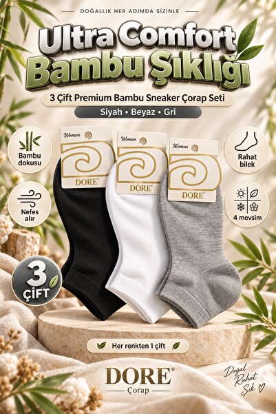 Dore Original Women's 3 Pairs Bamboo Ultra Comfort Soft Breathable Sweat-Abso...