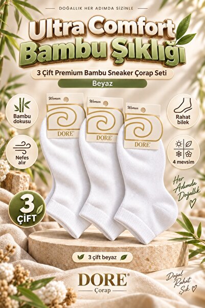 Dore Original Women's 3 Pairs Bamboo Ultra Comfort Soft Breathable Sweat-Abso...