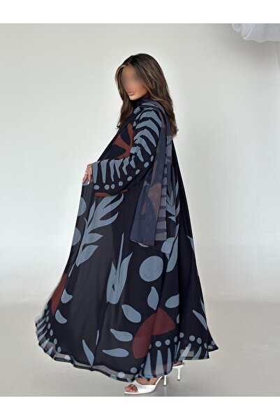 OLGA-ABAYA Elegant and Fashionable Abaya from Allga, Chiffon Fabric with Lini...