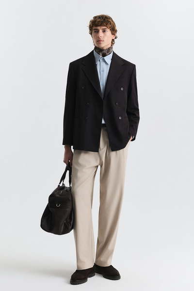 Antioch Koyu Kahve Relax Fit Kruvaze Erkek Blazer Ceket