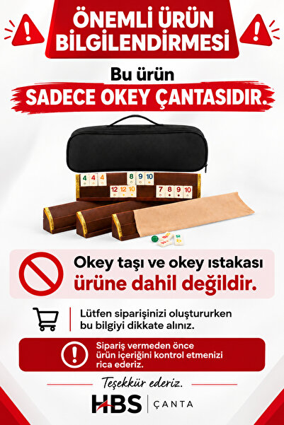 HBS Okey Çantası & Istaka Çantası – 50×20×10 cm, fermaurlu Kumaş Portatif Oyu...
