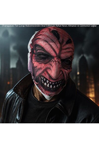 partidolu Halloween Kurt Adam 3D Boyutlu Transparan Kumaş Baskı Biker Motosik...