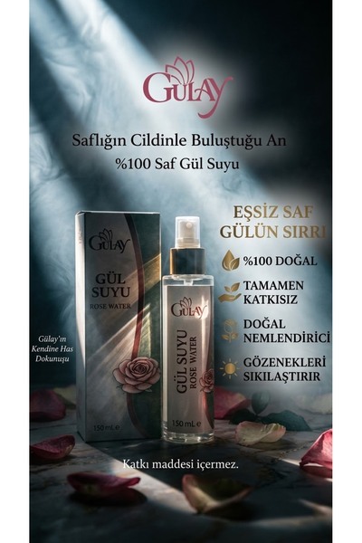 Gülay %100 Saf Gül Suyu – Doğal, Katkısız, Cilt Sıkılaştırıcı (150 ml)