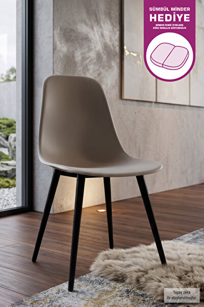 VİLİNZE Eames Siyah Ahşap Ayak Plastik Gri Sandalye
