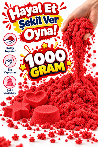 1kg Doğal Kinetik Kum Kırmızı