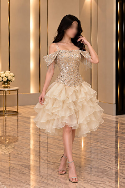 GORI FASHION فستان سهرة جزار بيج فاخر