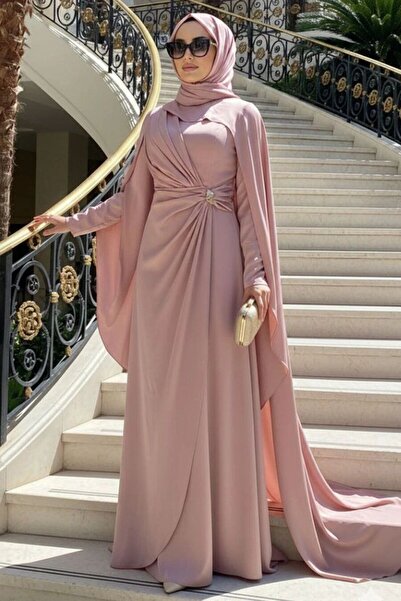N.S NEVA STYLE Cape Salmon Hijab Evening Dress 54901Smn