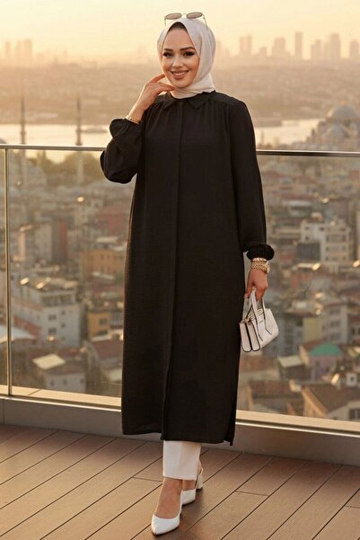 Neva Style Düğmeli Siyah Tesettür Elbise 41401S