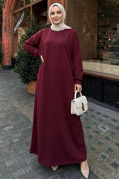 N.S NEVA STYLE Burgundy Sweat Hijab Dress 23641Br