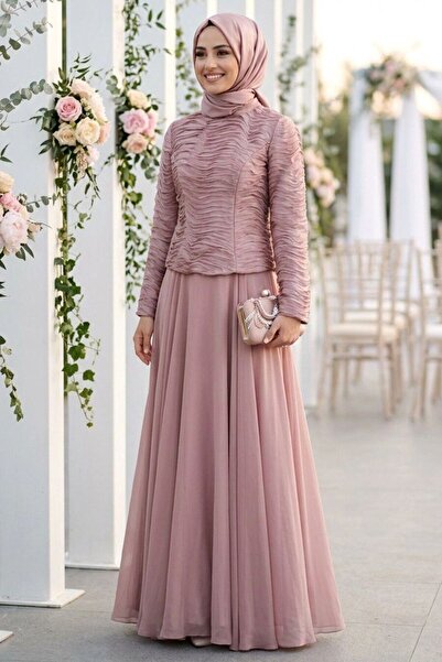 N.S NEVA STYLE فستان سهرة بتفاصيل مزركشة من السالمون 54912SMN