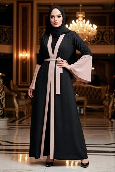 Neva Style Mink Hijab Abaya with Sleeves Detail 55510V