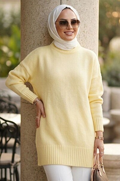 N.S NEVA STYLE سترة تريكو صفراء للحجاب 87181SR