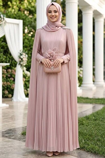 N.S NEVA STYLE فستان سهرة بتفاصيل عباءة وحجاب 54331PD