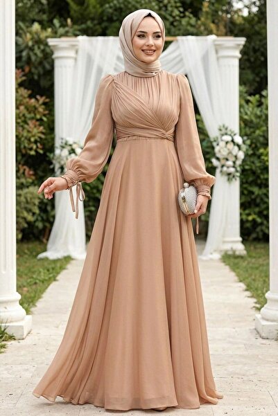 N.S NEVA STYLE ثنيات فستان سهرة حجاب الجمل 4823C