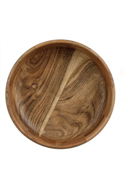 VonaHome وعاء خشبي طبيعي دائري Ø21.5x7.5 سم – 1.5 لتر