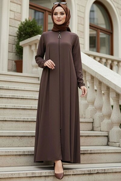 N.S NEVA STYLE عباية بنيّة بسحّاب 45319KH