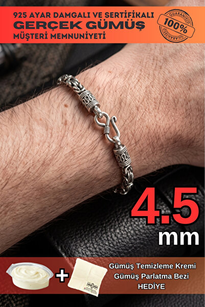 OSMANLI GÜMÜŞ Erkek Gümüş Bileklik - 4.5mm Kancalı Kral 925 Ayar Sertifikalı ...