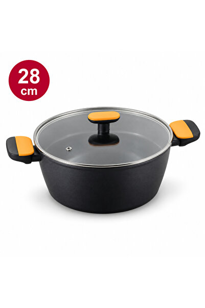 FACKELMANN Casserole 28cm with Lid, Forged Aluminium, Greblon CK2 Ceramic Non...