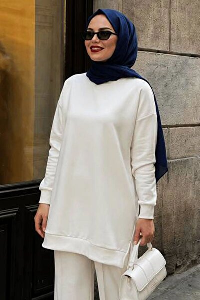 N.S NEVA STYLE Krem Tesettür Tunik 30644KR