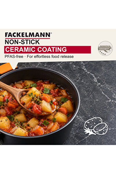 FACKELMANN Ceramic Nonstick Pot with Lid 24cm