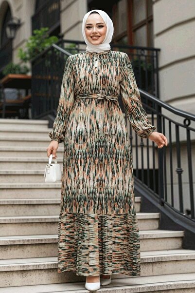 N.S NEVA STYLE Patterned Orange Hijab Dress 52721t