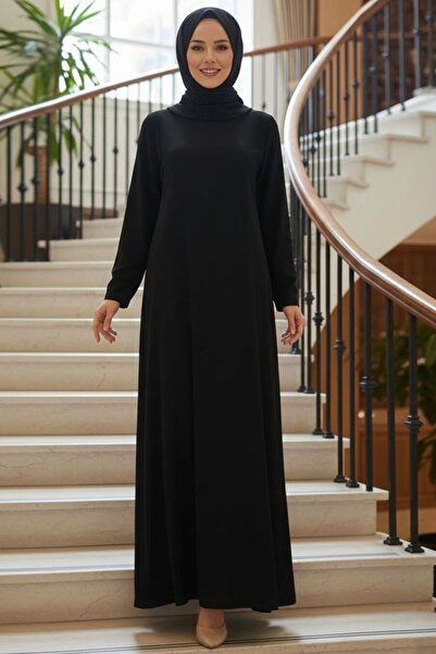 N.S NEVA STYLE Pearl Detailed Black Hijab Evening Dress 61981S