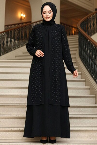 Neva Style Bead Embroidered Black Hijab Abaya 29120S