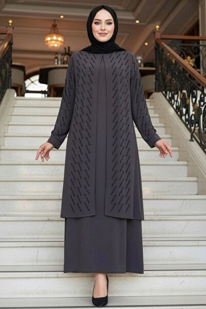 N.S NEVA STYLE Beaded Smoked Hijab Abaya 29120Fu